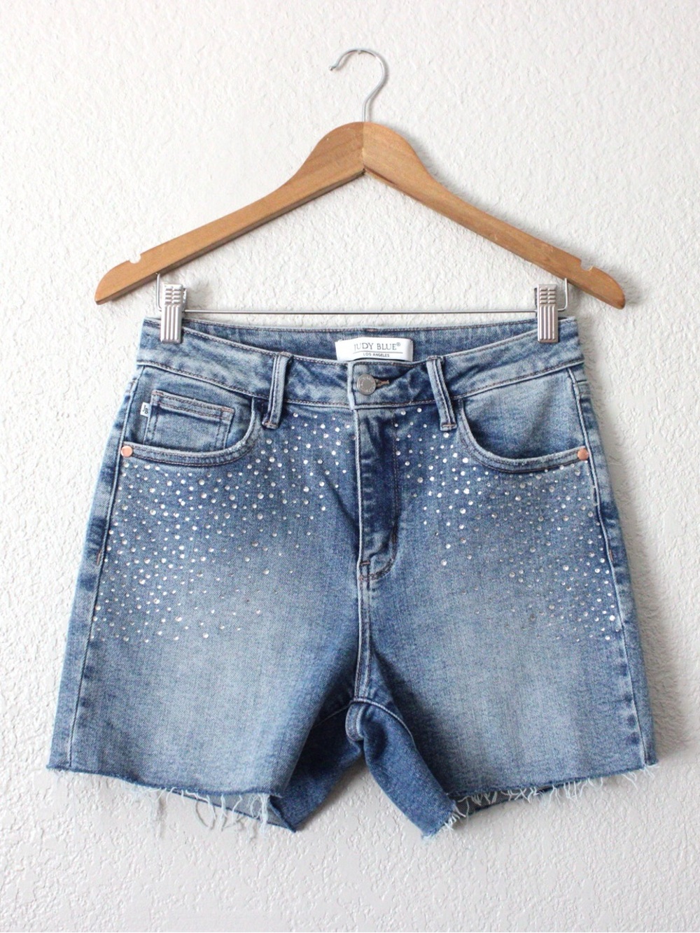 Judy Blue Rhinestone High Rise Shorts - Picture 1 of 6